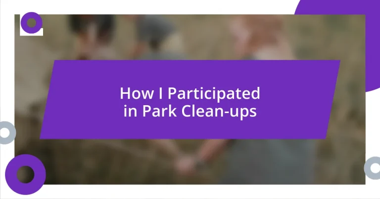 How I Participated in Park Clean-ups