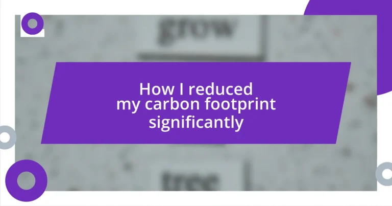 How I reduced my carbon footprint significantly