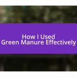 How I Used Green Manure Effectively