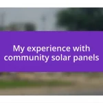 My experience with community solar panels