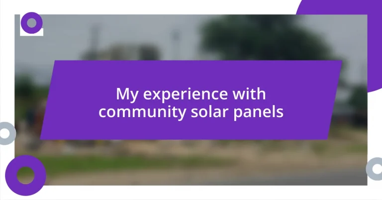 My experience with community solar panels