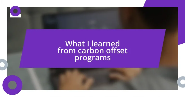 What I learned from carbon offset programs