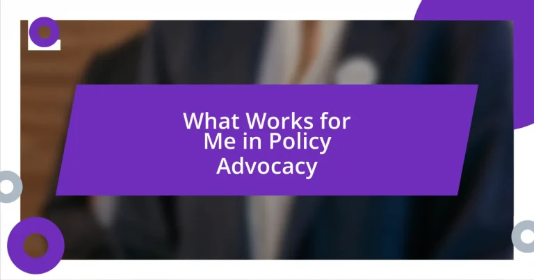 What Works for Me in Policy Advocacy