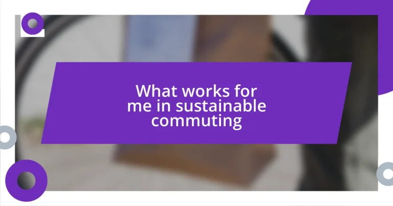 What works for me in sustainable commuting